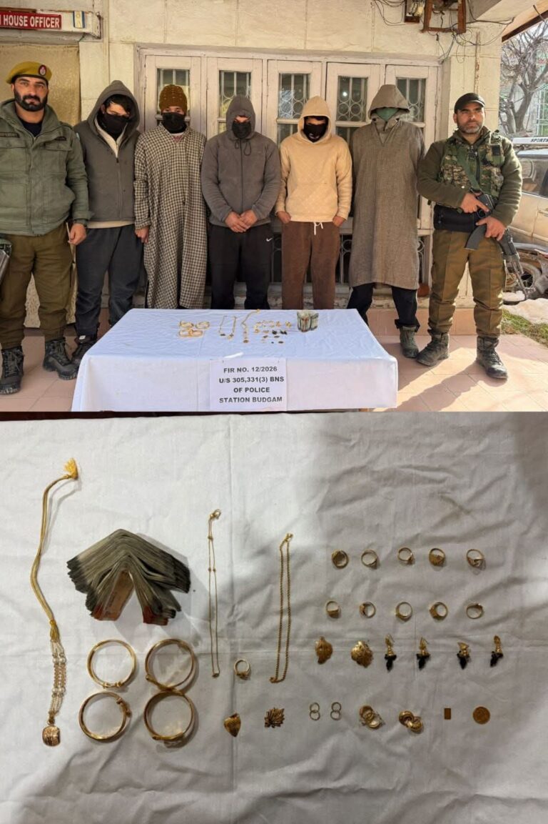 Budgam Police solve gold theft case, recover property worth Rs 11 lakh, Five arrested