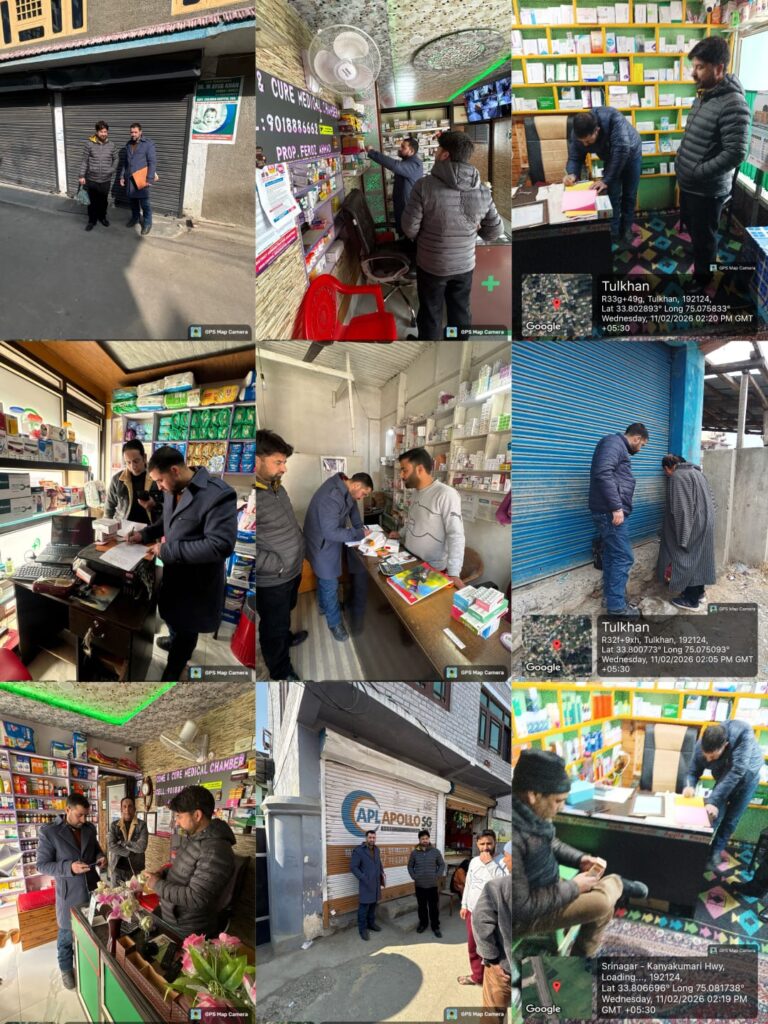 Three Medical Shops Closed in Bijbehara as Drug Control Team Tightens Inspections in Anantnag. 