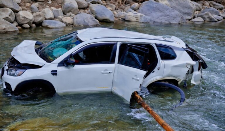Policeman, Wife Killed in Car Crash Near Bhaderwah as Vehicle Plunges into Water Body, Minor Son Injured